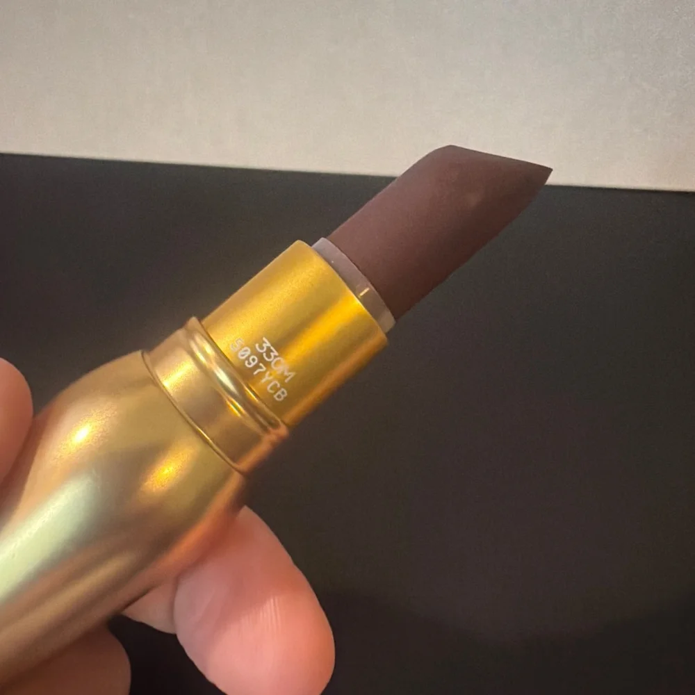 Women's Christian Louboutin Matte Darkest Burgundy Lipstick in Gold Metal Casing